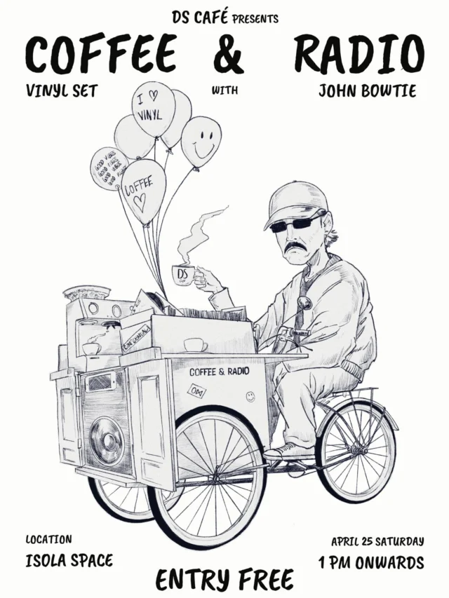 A moment to slow down, enjoy good music on vinyl with @john_bowtie , and share a warm, easy atmosphereFind us this Saturday, April 25 at our café pop-up at @isola.space Good coffee, comforting food, and a space made to relax and connectCome as you are, stay for the vibe Join the Coffee Radio communityArtwork by: @roshanwajela