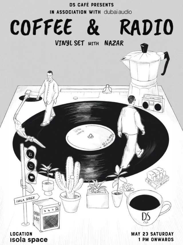 Our Coffee & Radio returns for a second morning at the pop-up in @isola.space What started as a simple idea, sharing coffee, music, and a moment together, slowly became one of our favorite ways to gather.For this second edition, we’re happy to collaborate with @dubaiaudio and welcome @nazar.for.music behind the records. Expect warm coffee, freshly toasted sandwiches, and a selection made to slow down the morning a little.Come by, stay awhile, and let the music playArtwork by @roshanwajela